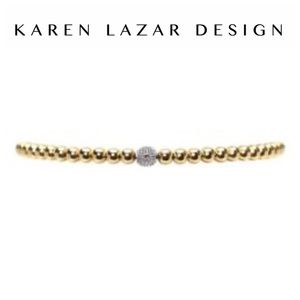 Karen Lazar 3mm YG w/ Diamond Bead Bracelet